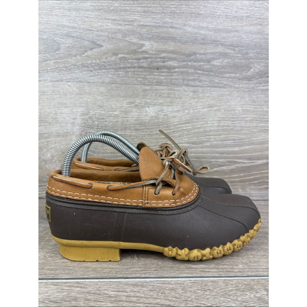 L.L. Bean Bean Boots Women’s Sz 7M Waterproof Tan Leather Brown Rubber Duck Boot